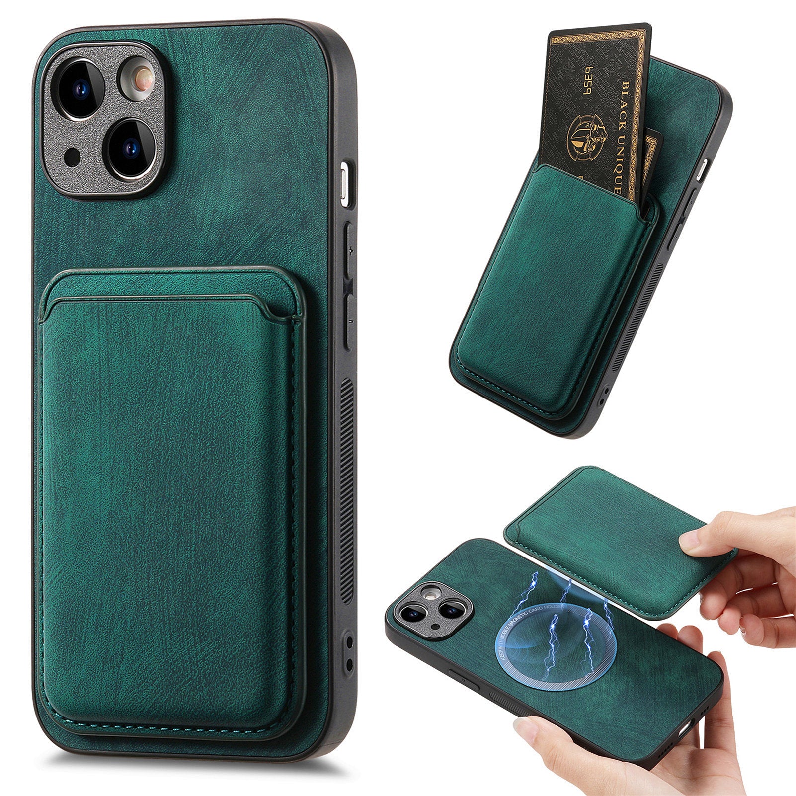 D12 For iPhone 13 Magnetic Card Holder Case Leather + TPU Vintage Phone Cover D12 For iPhone 13 Magnetic Card Holder Case Leather + TPU Vintage Phone Cover